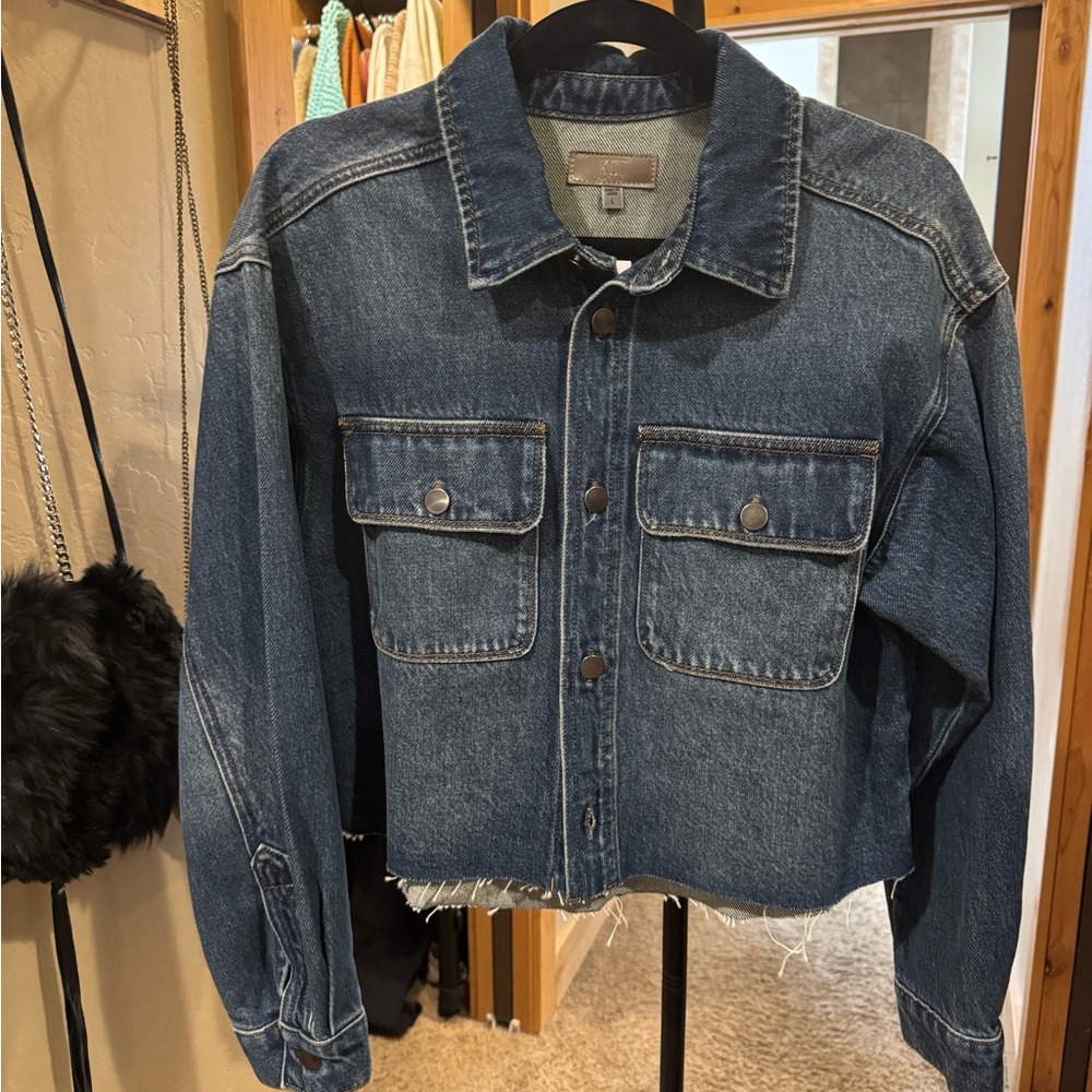 NWT KUT From the Kloth Dark Blue Denim Cropped Jacket - Women